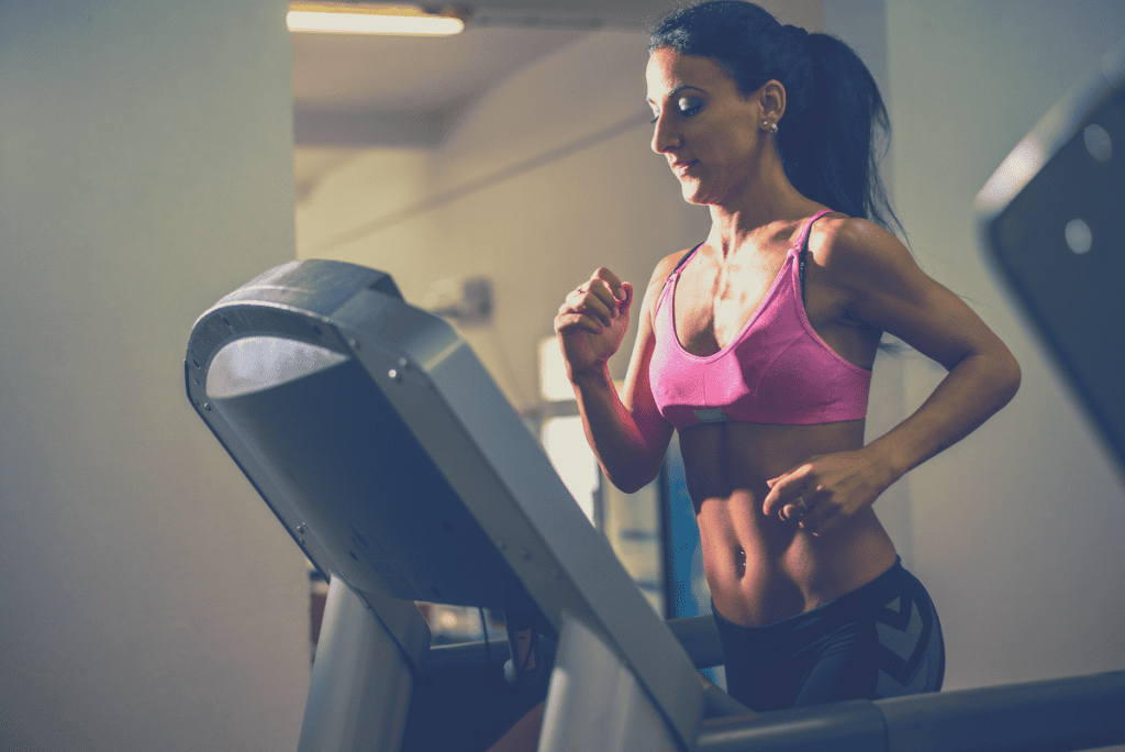 girl on a treadmill with tv