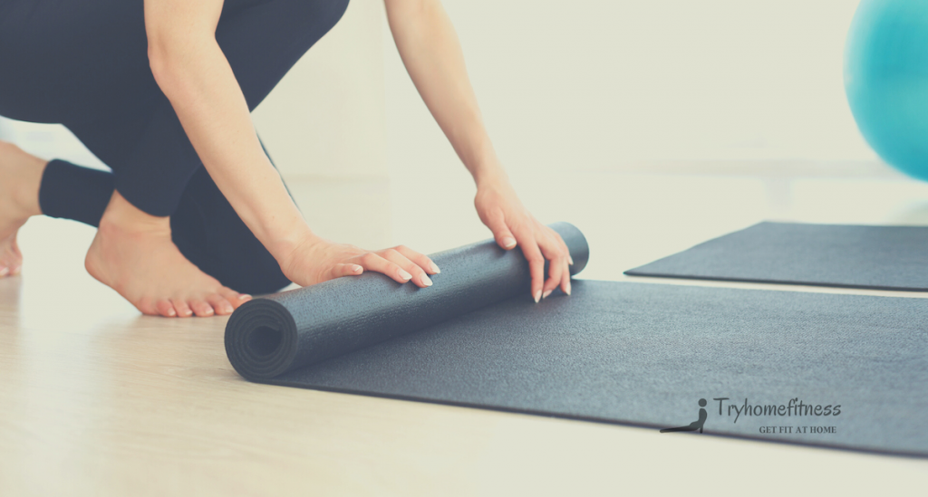 Treadmill mat unrolled by a girl