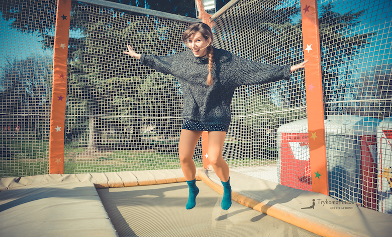 Girl trampolining